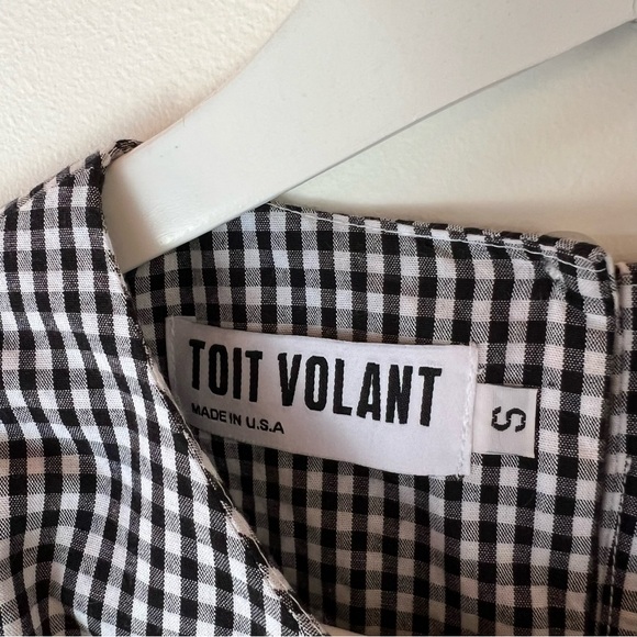 Toit Volant Black and White Gingham Puff Sleeve Top - Picture 7 of 10